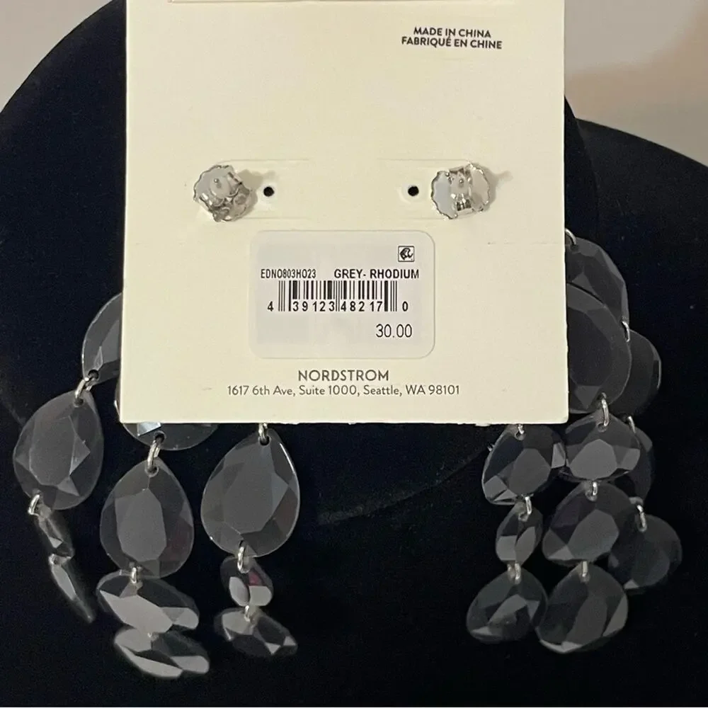 Women’s Open Edit Nordstrom Chandelier Dangle Earrings Smoky Gray Black NWT